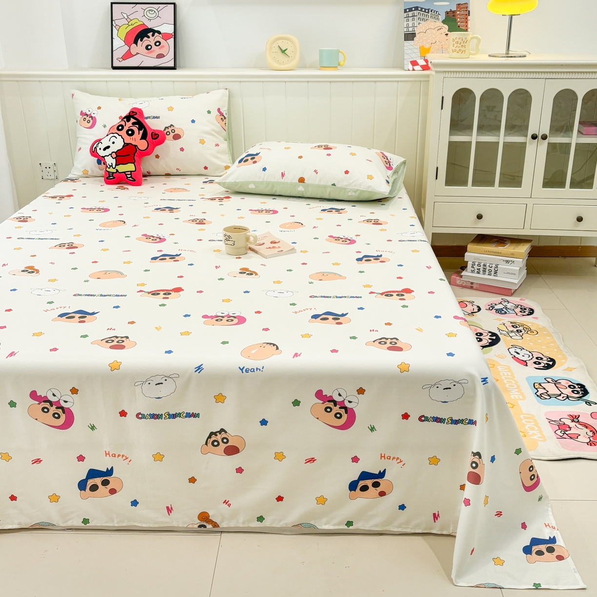 孩子王家纺 2026新款卡通全棉纯棉正版授权小版蜡笔小新系列单床单床单单件单品床单-含防伪码 天真小新