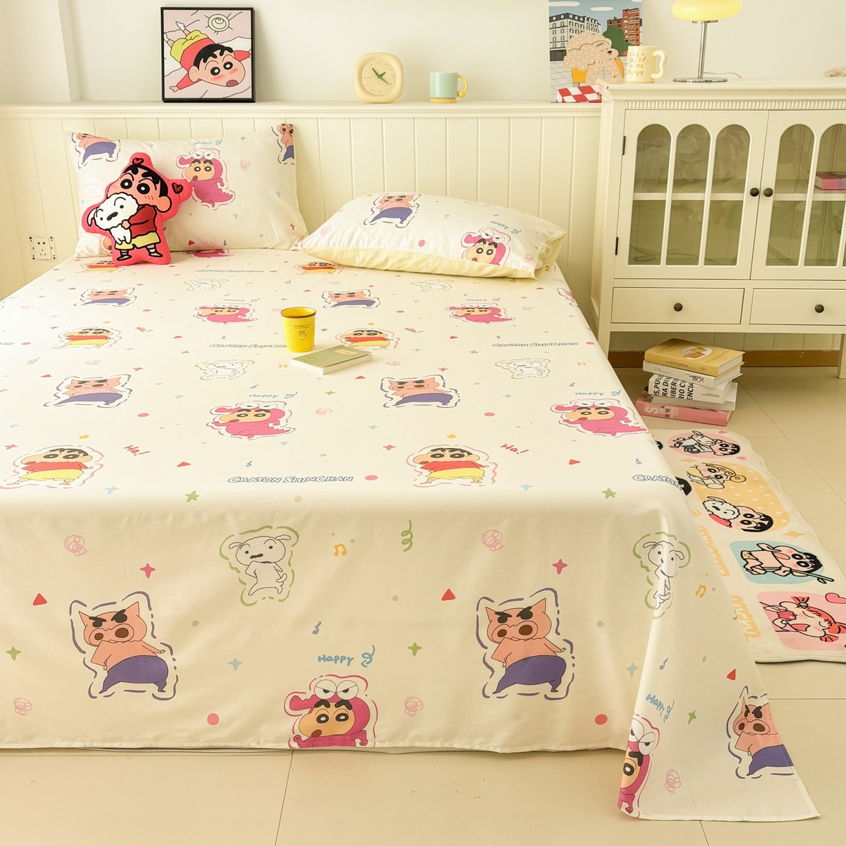 孩子王家纺 2026新款卡通全棉纯棉正版授权小版蜡笔小新系列单床单床单单件单品床单-含防伪码 搞笑小新