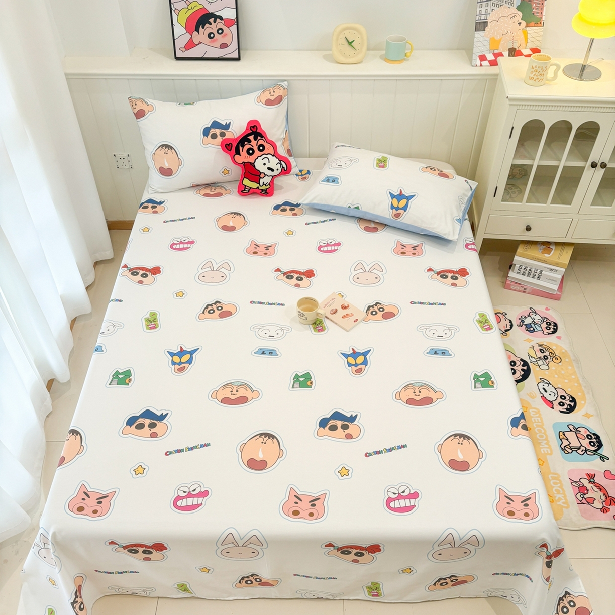 91家纺网 家纺一手货源 找家纺 孩子王家纺 2026新款卡通全棉纯棉正版授权小版蜡笔小新系列单床单床单单件单品床单-含防伪码 欢乐小新