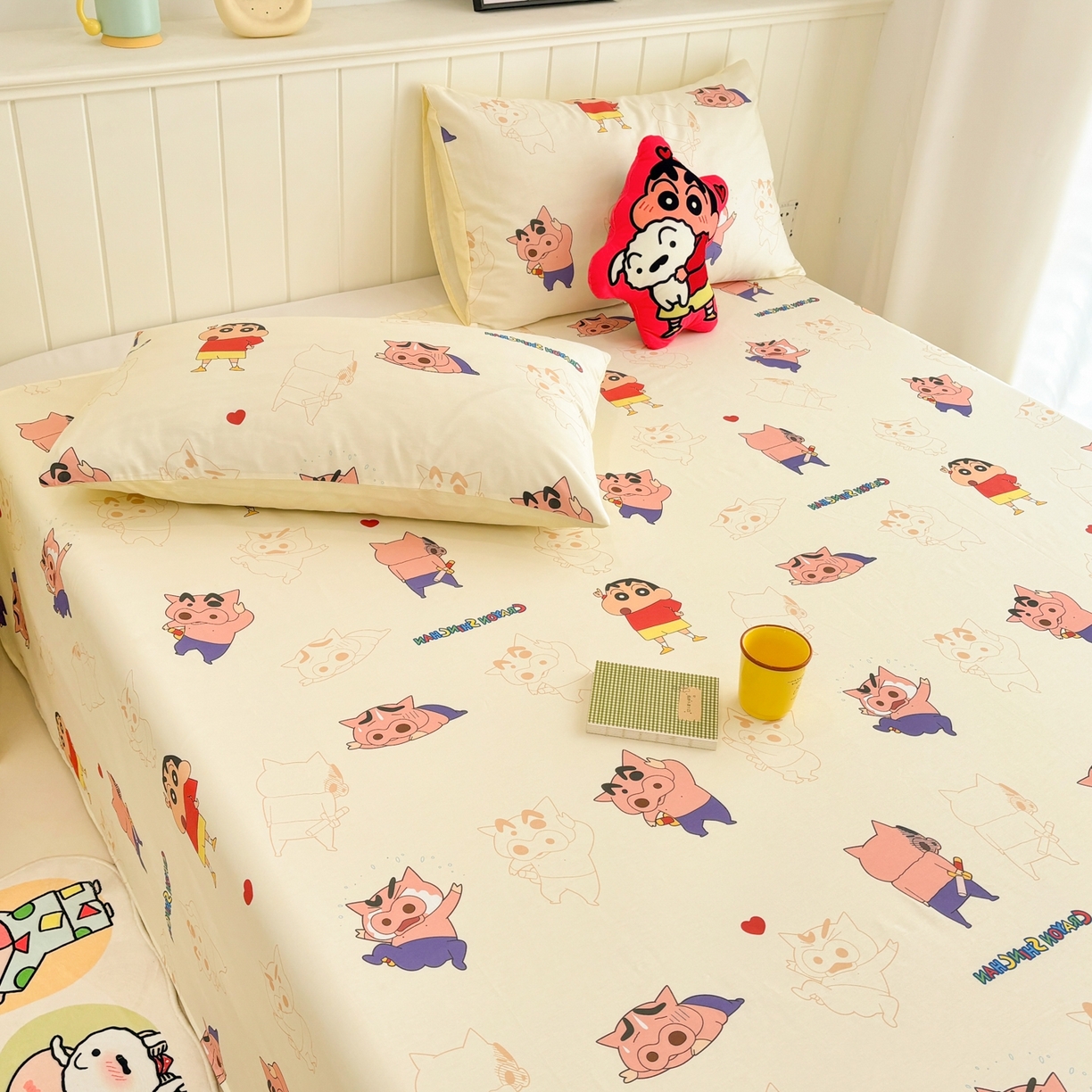 91家纺网 家纺一手货源 找家纺 孩子王家纺 2026新款卡通全棉纯棉正版授权小版蜡笔小新系列单床单床单单件单品床单-含防伪码 乐天派小新