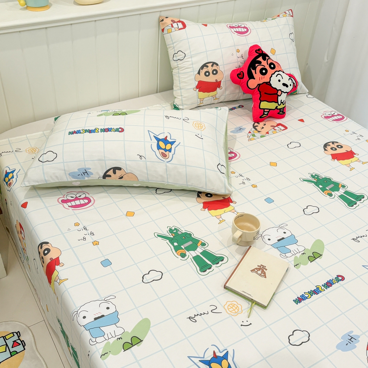 91家纺网 家纺一手货源 找家纺 孩子王家纺 2026新款卡通全棉纯棉正版授权小版蜡笔小新系列单床单床单单件单品床单-含防伪码 动感小新