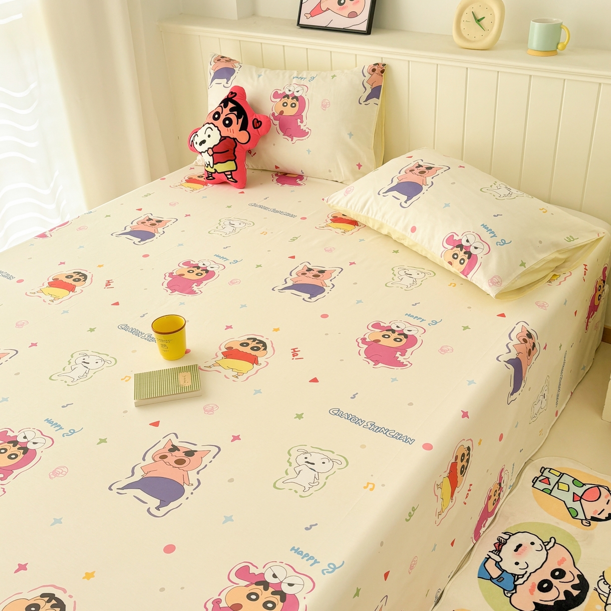 91家纺网 家纺一手货源 找家纺 孩子王家纺 2026新款卡通全棉纯棉正版授权小版蜡笔小新系列单床单床单单件单品床单-含防伪码 搞笑小新