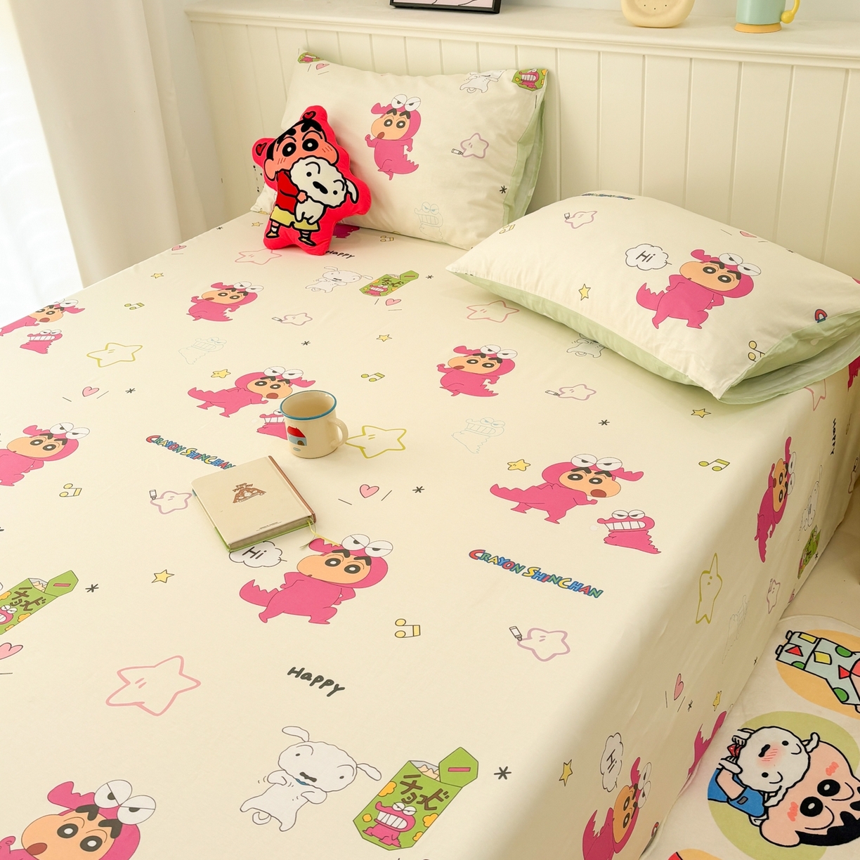 91家纺网 家纺一手货源 找家纺 孩子王家纺 2026新款卡通全棉纯棉正版授权小版蜡笔小新系列单床单床单单件单品床单-含防伪码 童趣小新