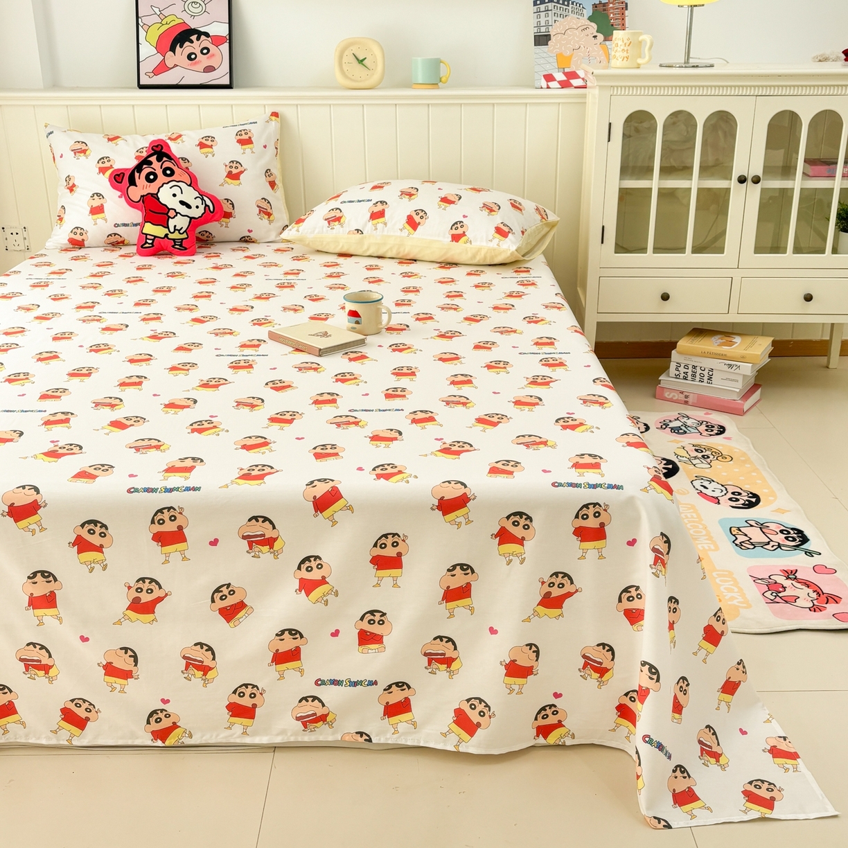 91家纺网 家纺一手货源 找家纺 孩子王家纺 2026新款卡通全棉纯棉正版授权小版蜡笔小新系列单床单床单单件单品床单-含防伪码 无厘头小新