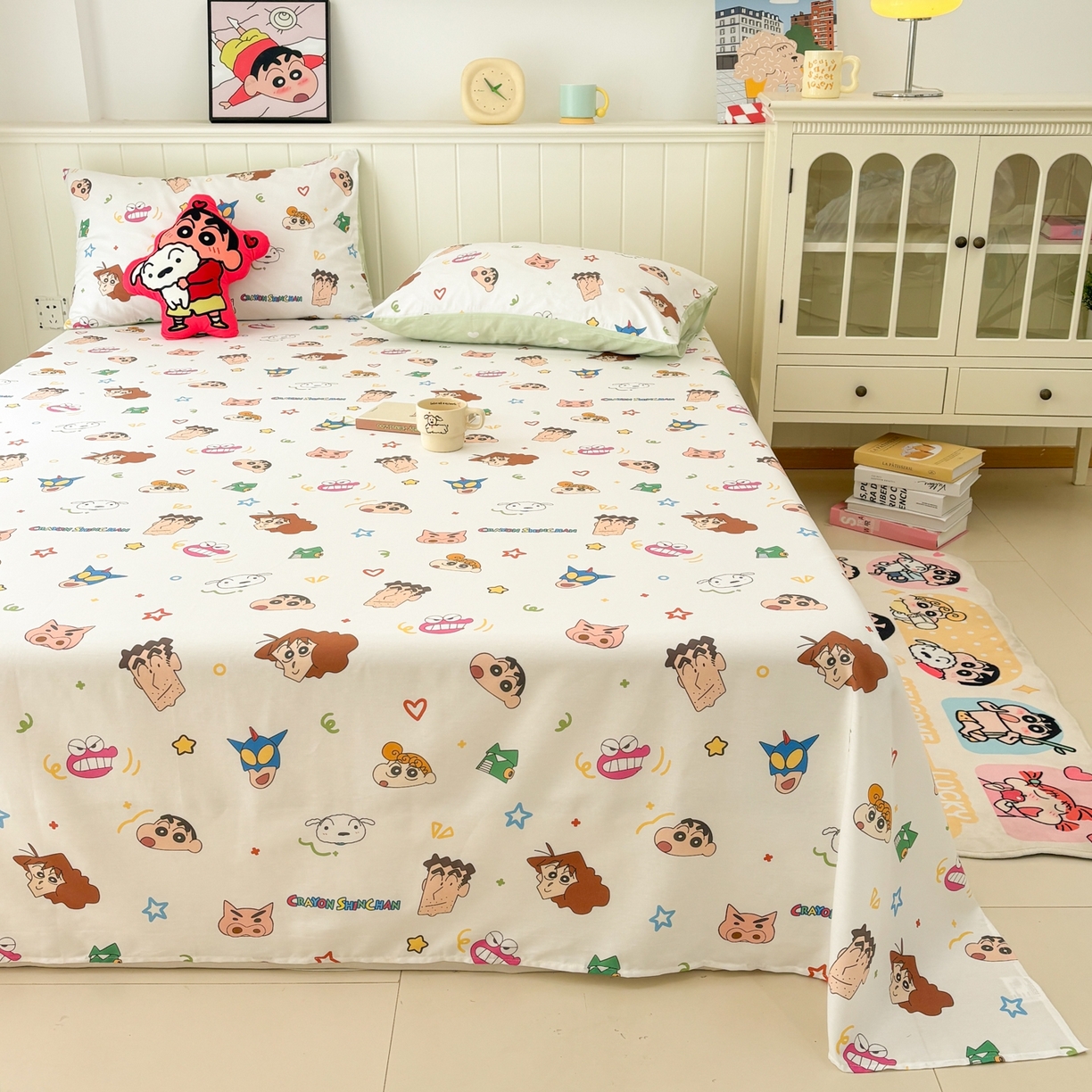 孩子王家纺 2026新款卡通全棉纯棉正版授权小版蜡笔小新系列单床单床单单件单品床单-含防伪码 温馨小新