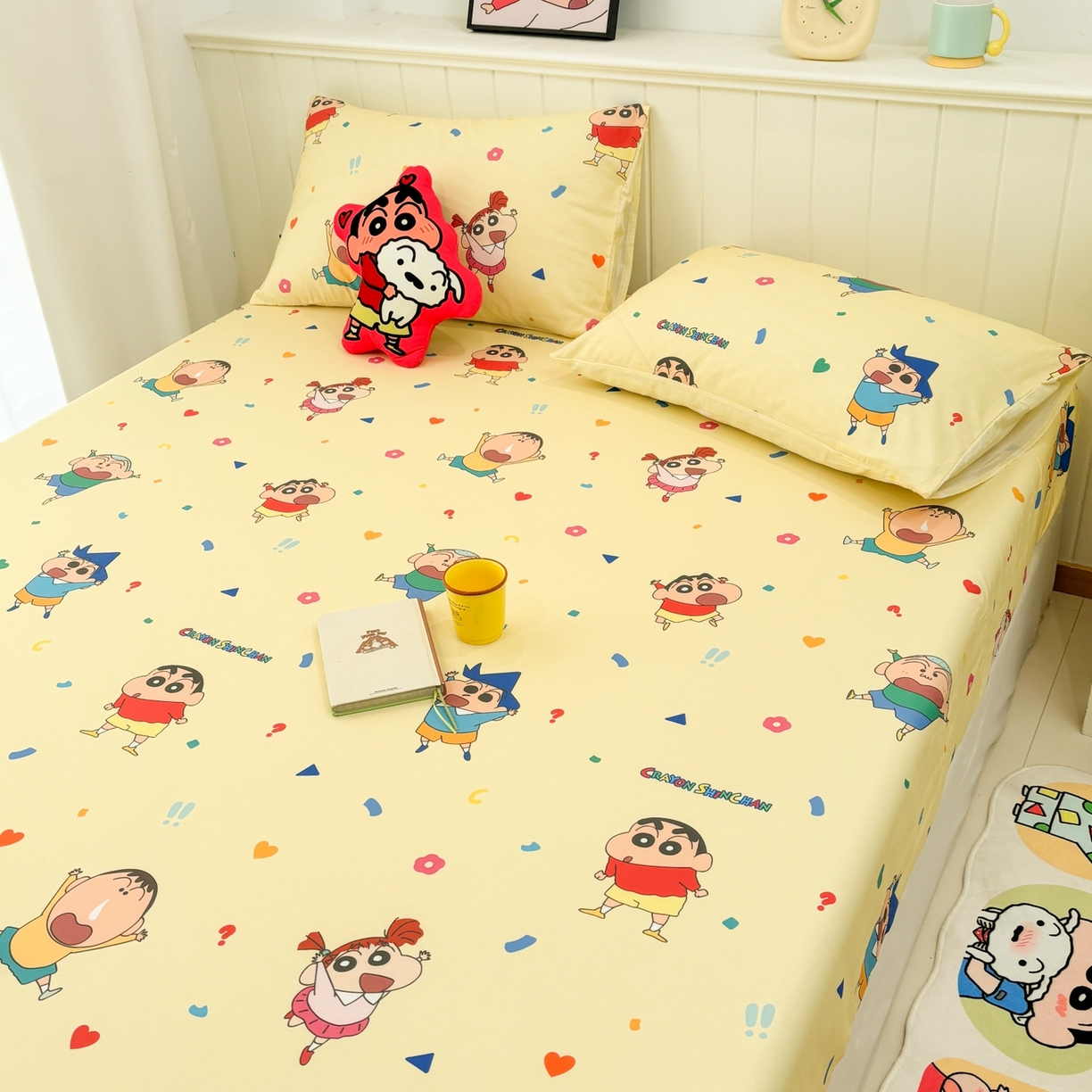 91家纺网 家纺一手货源 找家纺 孩子王家纺 2026新款卡通全棉纯棉正版授权小版蜡笔小新系列单床单床单单件单品床单-含防伪码 春日部家族