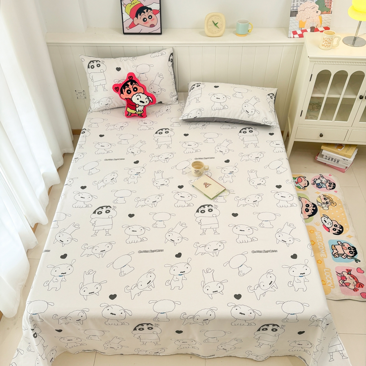 91家纺网 家纺一手货源 找家纺 孩子王家纺 2026新款卡通全棉纯棉正版授权小版蜡笔小新系列单床单床单单件单品床单-含防伪码 快乐小新
