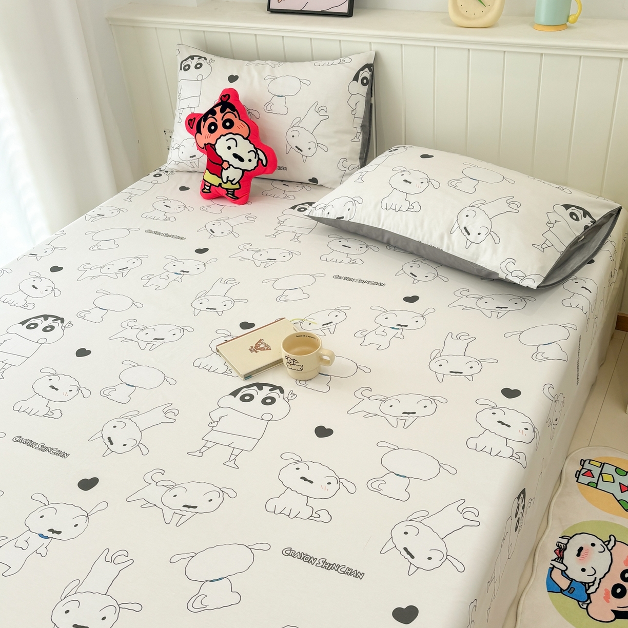 91家纺网 家纺一手货源 找家纺 孩子王家纺 2026新款卡通全棉纯棉正版授权小版蜡笔小新系列单床单床单单件单品床单-含防伪码 快乐小新