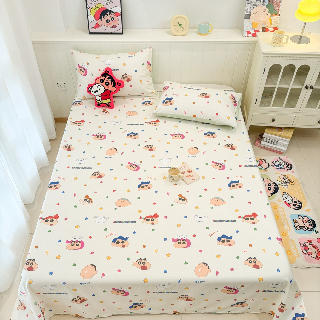 91家纺网 家纺一手货源 找家纺 孩子王家纺 2026新款卡通全棉纯棉正版授权小版蜡笔小新系列单床单床单单件单品床单-含防伪码 天真小新
