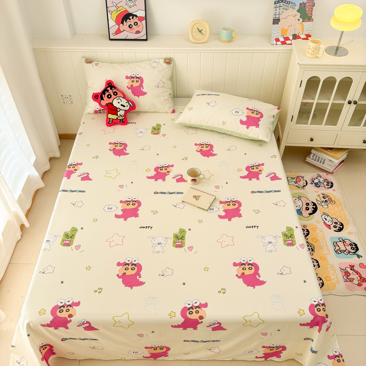 91家纺网 家纺一手货源 找家纺 孩子王家纺 2026新款卡通全棉纯棉正版授权小版蜡笔小新系列单床单床单单件单品床单-含防伪码 童趣小新
