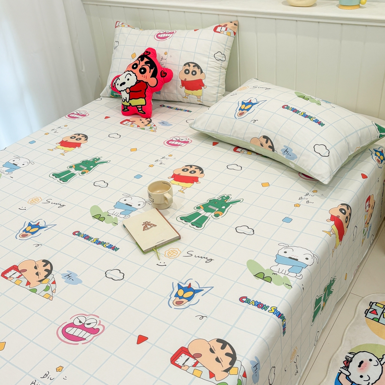 91家纺网 家纺一手货源 找家纺 孩子王家纺 2026新款卡通全棉纯棉正版授权小版蜡笔小新系列单床单床单单件单品床单-含防伪码 动感小新