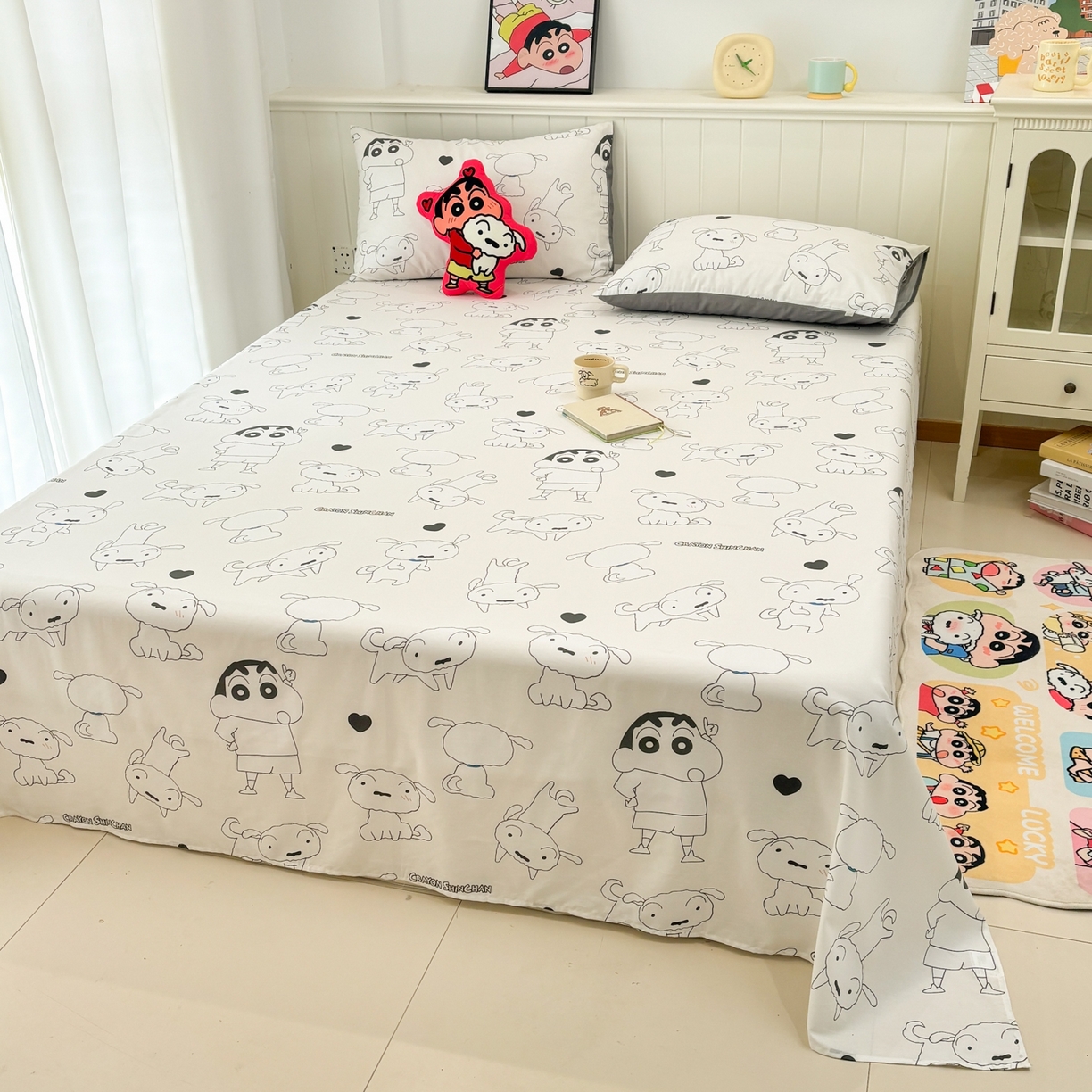 91家纺网 家纺一手货源 找家纺 孩子王家纺 2026新款卡通全棉纯棉正版授权小版蜡笔小新系列单床单床单单件单品床单-含防伪码 快乐小新