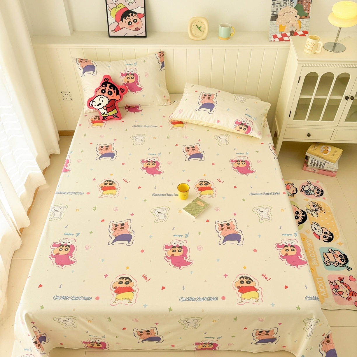 91家纺网 家纺一手货源 找家纺 孩子王家纺 2026新款卡通全棉纯棉正版授权小版蜡笔小新系列单床单床单单件单品床单-含防伪码 搞笑小新