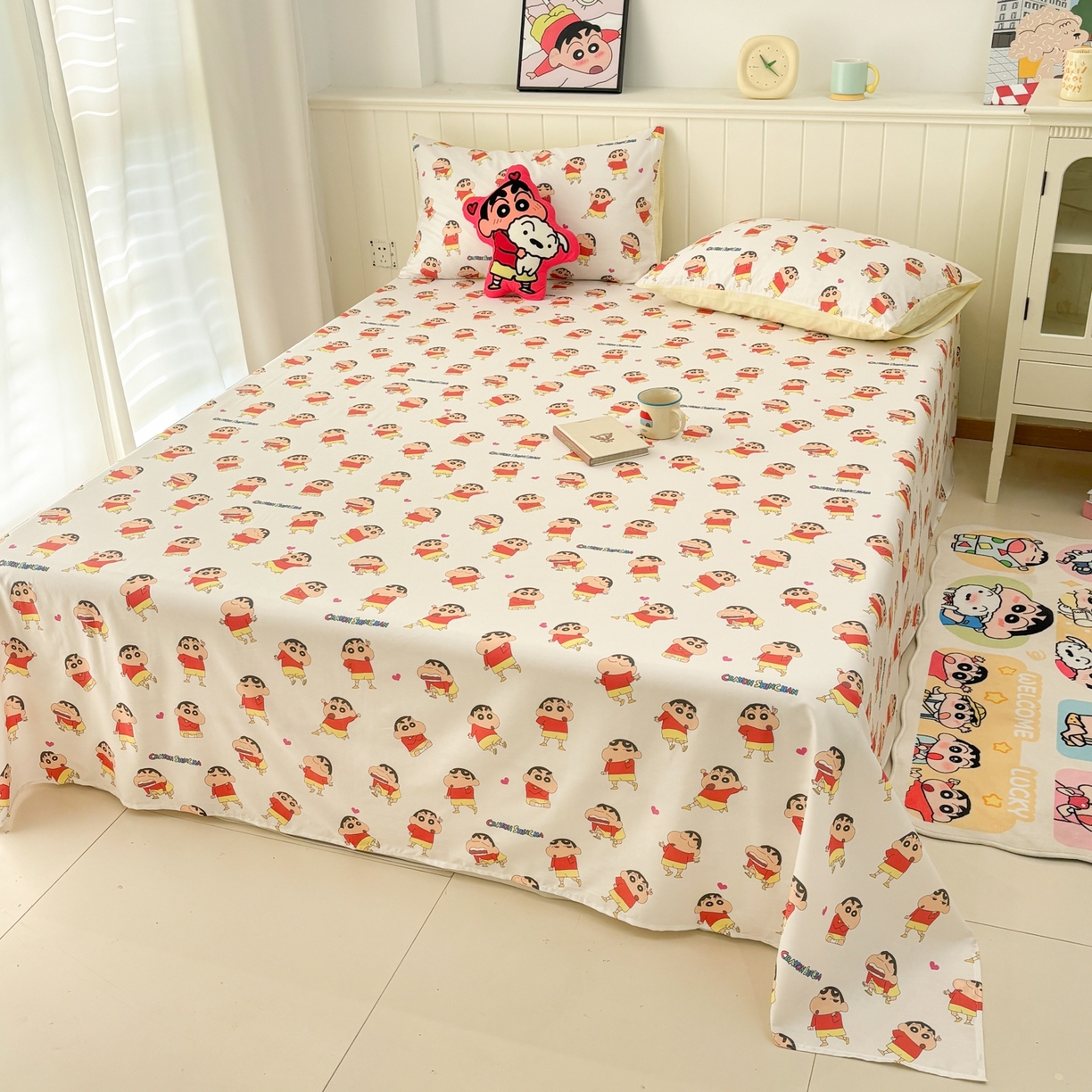 91家纺网 家纺一手货源 找家纺 孩子王家纺 2026新款卡通全棉纯棉正版授权小版蜡笔小新系列单床单床单单件单品床单-含防伪码 无厘头小新