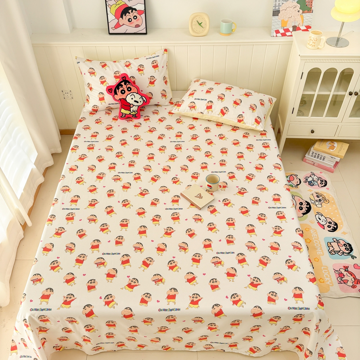 91家纺网 家纺一手货源 找家纺 孩子王家纺 2026新款卡通全棉纯棉正版授权小版蜡笔小新系列单床单床单单件单品床单-含防伪码 无厘头小新