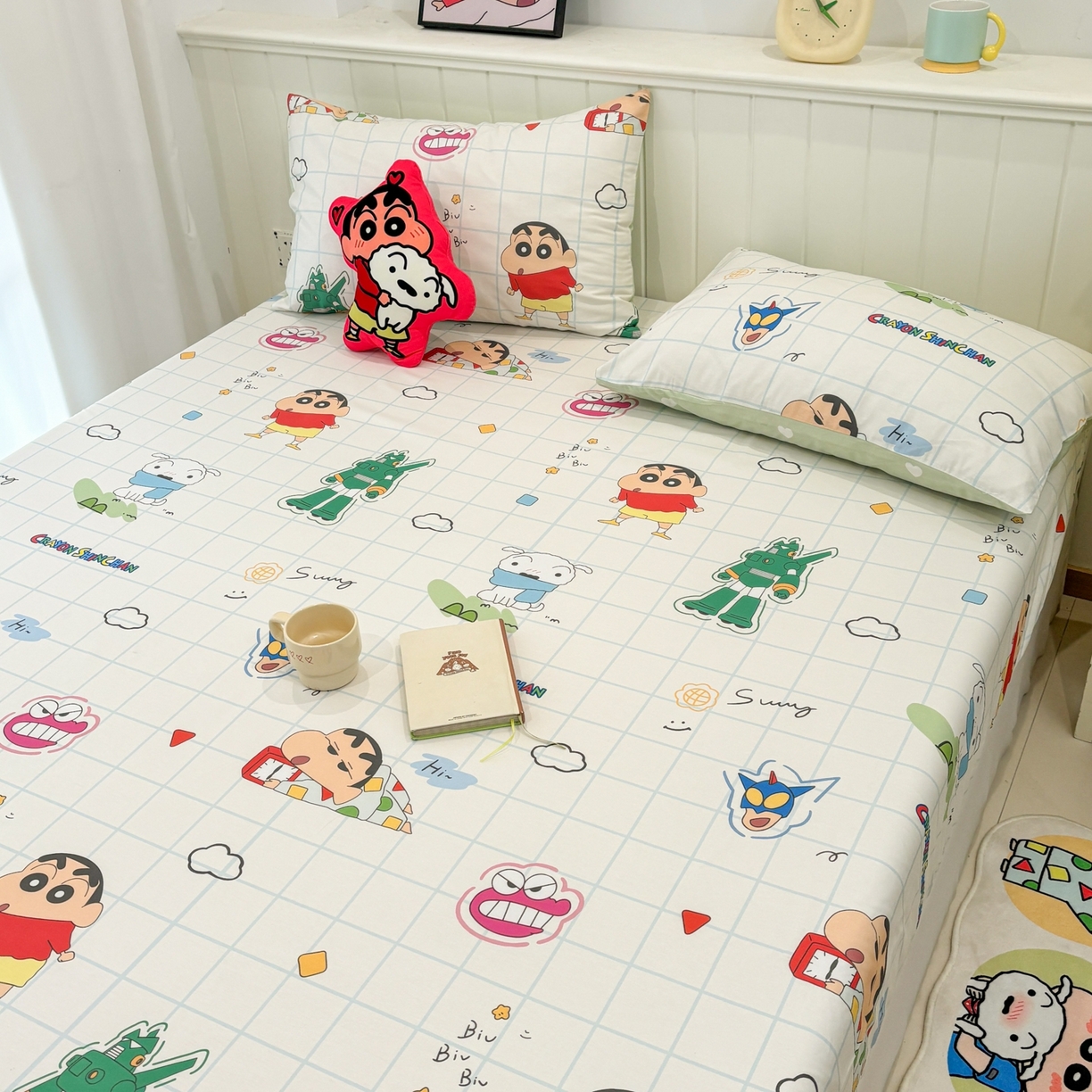 91家纺网 家纺一手货源 找家纺 孩子王家纺 2026新款卡通全棉纯棉正版授权小版蜡笔小新系列单床单床单单件单品床单-含防伪码 动感小新