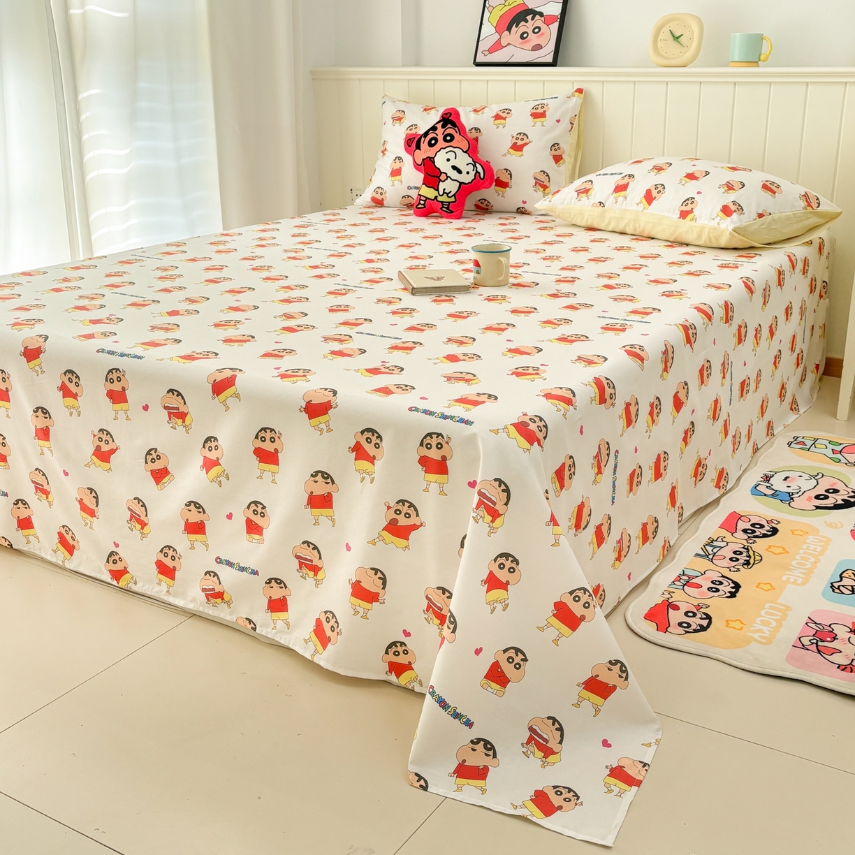 91家纺网 家纺一手货源 找家纺 孩子王家纺 2026新款卡通全棉纯棉正版授权小版蜡笔小新系列单床单床单单件单品床单-含防伪码 无厘头小新