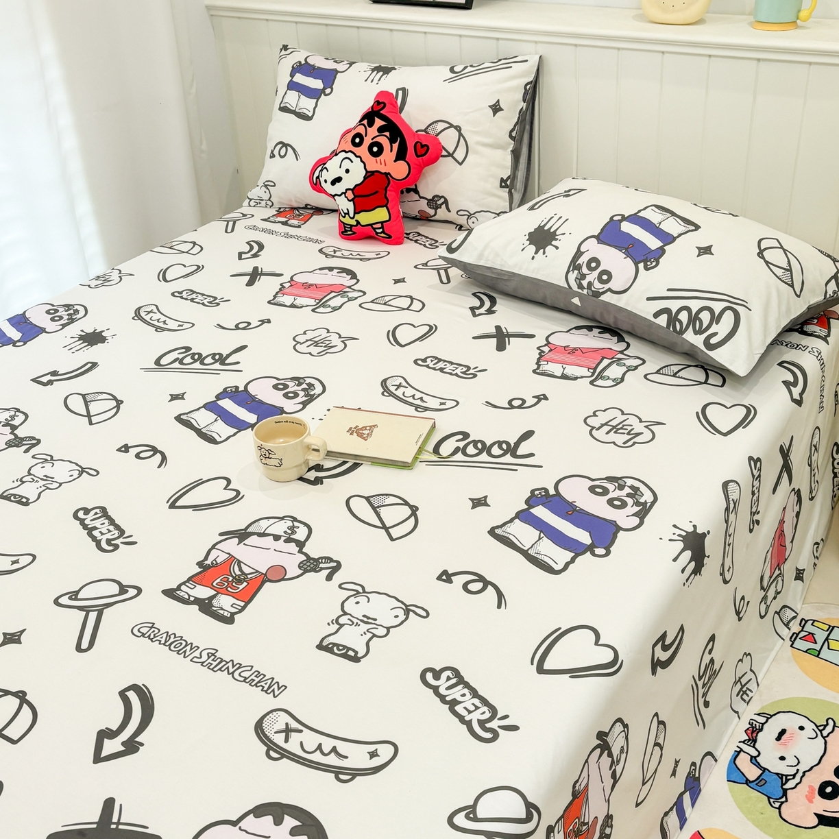 91家纺网 家纺一手货源 找家纺 孩子王家纺 2026新款卡通全棉纯棉正版授权小版蜡笔小新系列单床单床单单件单品床单-含防伪码 活宝小新