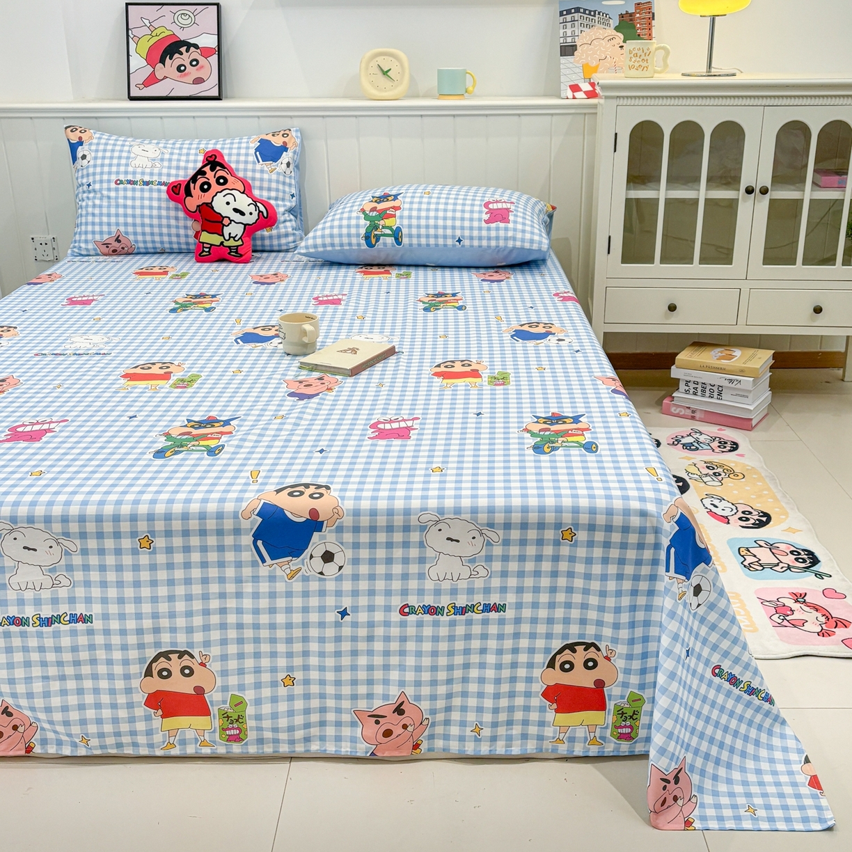 91家纺网 家纺一手货源 找家纺 （总）孩子王家纺 2026新款卡通全棉纯棉正版授权小版蜡笔小新系列单床单床单单件单品床单-含防伪码