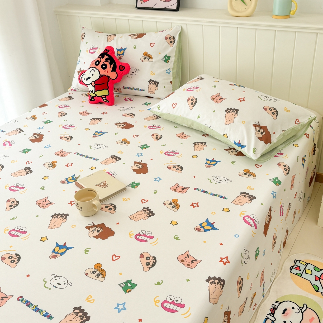 91家纺网 家纺一手货源 找家纺 孩子王家纺 2026新款卡通全棉纯棉正版授权小版蜡笔小新系列单床单床单单件单品床单-含防伪码 温馨小新