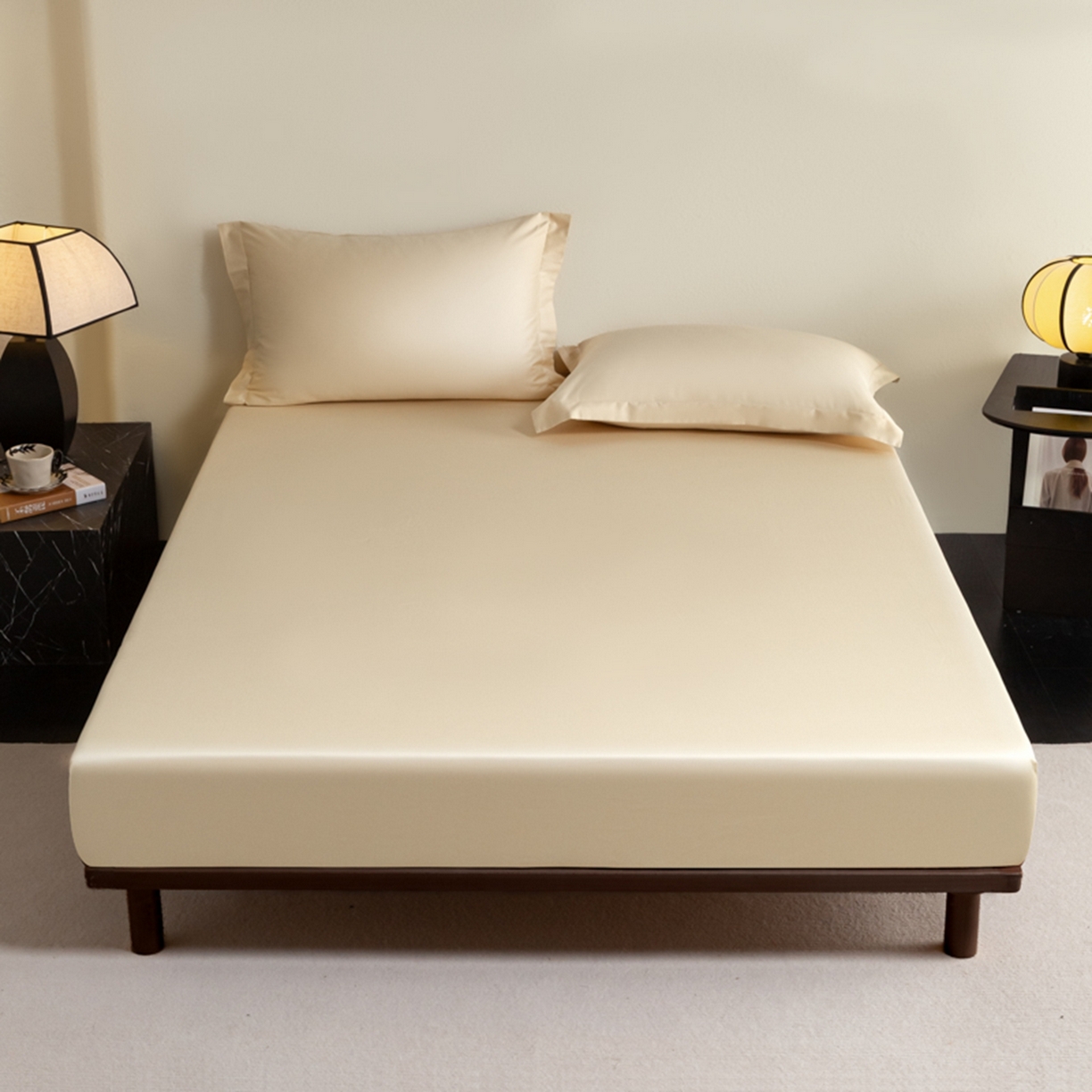 91家纺网 家纺一手货源 找家纺 秀色家纺 2026新款高端Pro+全棉纯棉床笠三件套纯棉床垫保护套简约纯色床套防尘罩单件 梦易-奶昔白