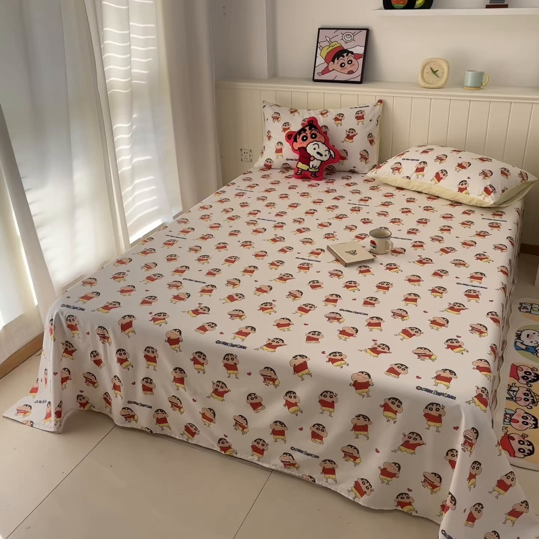 91家纺网 家纺一手货源 找家纺 孩子王家纺 2026新款卡通全棉纯棉正版授权小版蜡笔小新系列单床单床单单件单品床单-含防伪码 无厘头小新