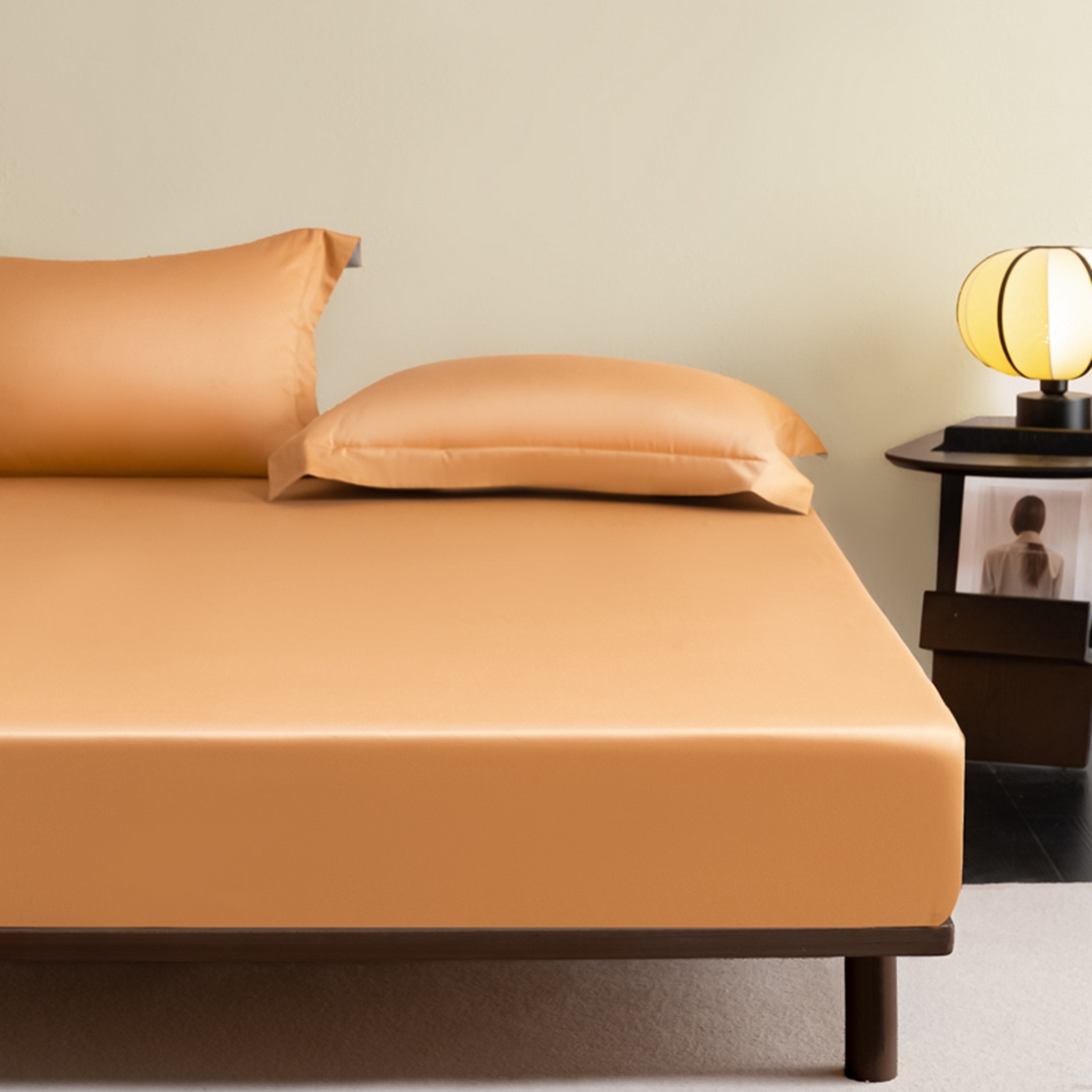 91家纺网 家纺一手货源 找家纺 秀色家纺 2026新款高端Pro+全棉纯棉床笠三件套纯棉床垫保护套简约纯色床套防尘罩单件 梦易-南瓜桔