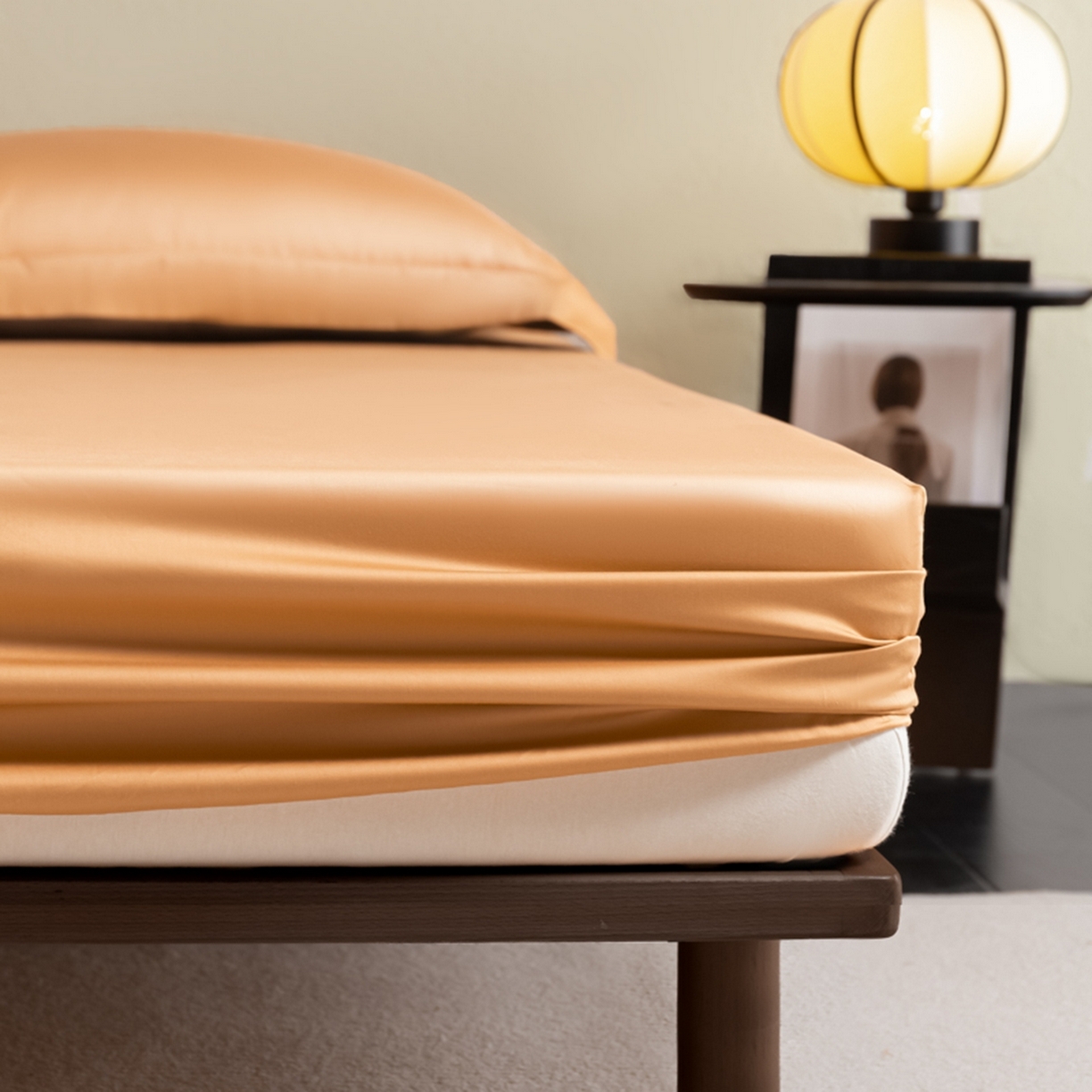 91家纺网 家纺一手货源 找家纺 秀色家纺 2026新款高端Pro+全棉纯棉床笠三件套纯棉床垫保护套简约纯色床套防尘罩单件 梦易-南瓜桔