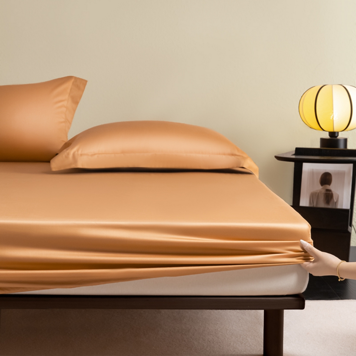 91家纺网 家纺一手货源 找家纺 秀色家纺 2026新款高端Pro+全棉纯棉床笠三件套纯棉床垫保护套简约纯色床套防尘罩单件 梦易-南瓜桔