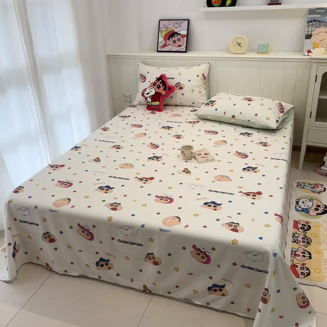 91家纺网 家纺一手货源 找家纺 孩子王家纺 2026新款卡通全棉纯棉正版授权小版蜡笔小新系列单床单床单单件单品床单-含防伪码 天真小新