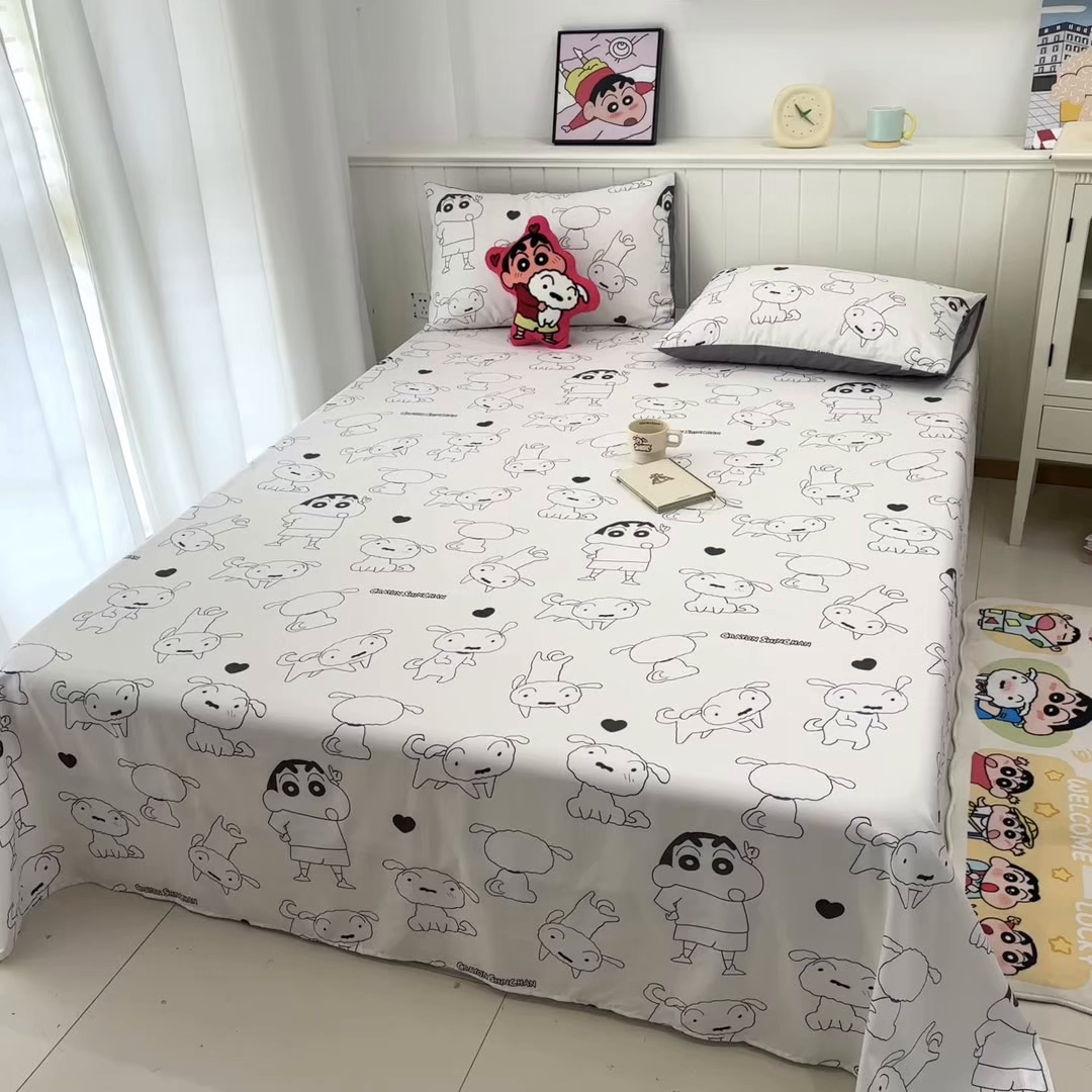 91家纺网 家纺一手货源 找家纺 孩子王家纺 2026新款卡通全棉纯棉正版授权小版蜡笔小新系列单床单床单单件单品床单-含防伪码 快乐小新