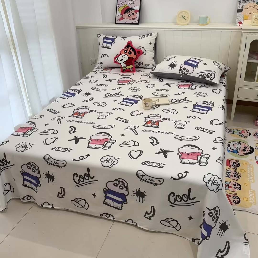 91家纺网 家纺一手货源 找家纺 孩子王家纺 2026新款卡通全棉纯棉正版授权小版蜡笔小新系列单床单床单单件单品床单-含防伪码 活宝小新