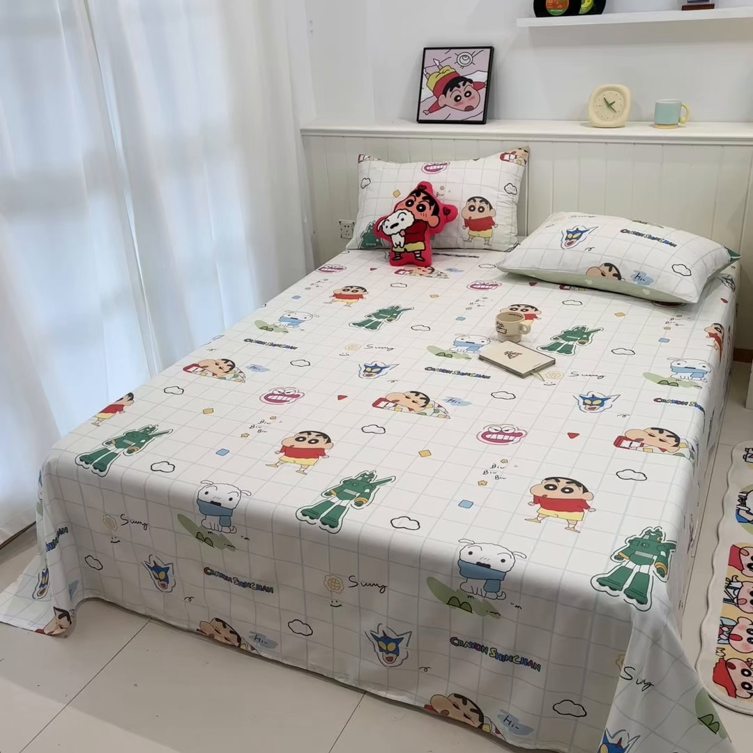 91家纺网 家纺一手货源 找家纺 孩子王家纺 2026新款卡通全棉纯棉正版授权小版蜡笔小新系列单床单床单单件单品床单-含防伪码 动感小新
