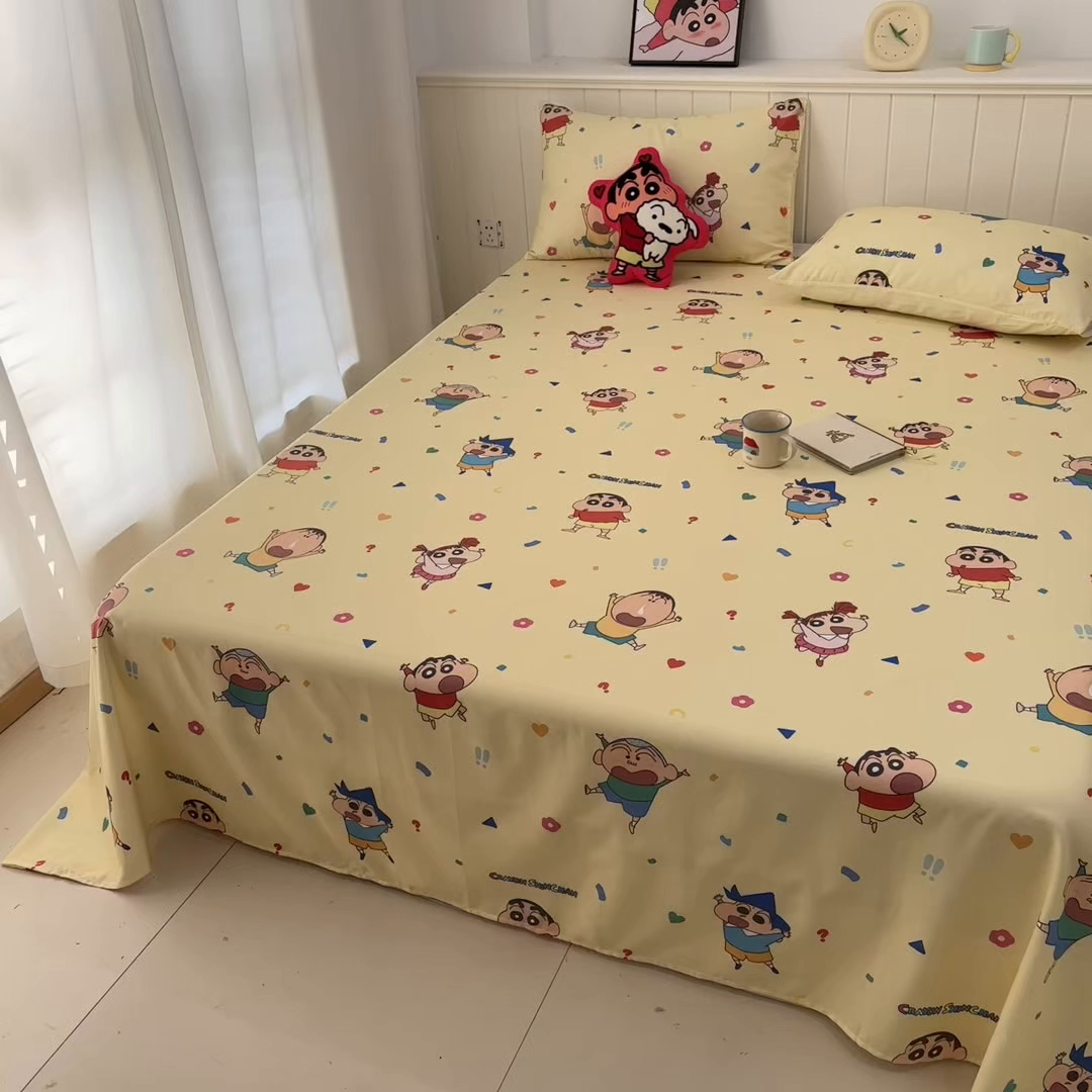 91家纺网 家纺一手货源 找家纺 孩子王家纺 2026新款卡通全棉纯棉正版授权小版蜡笔小新系列单床单床单单件单品床单-含防伪码 春日部家族