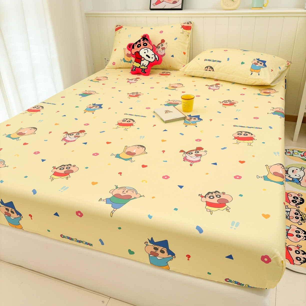 91家纺网 家纺一手货源 找家纺 （总）孩子王家纺 2026新款卡通全棉纯棉正版授权小版蜡笔小新系列单床笠床笠单件单品床笠-含防伪码