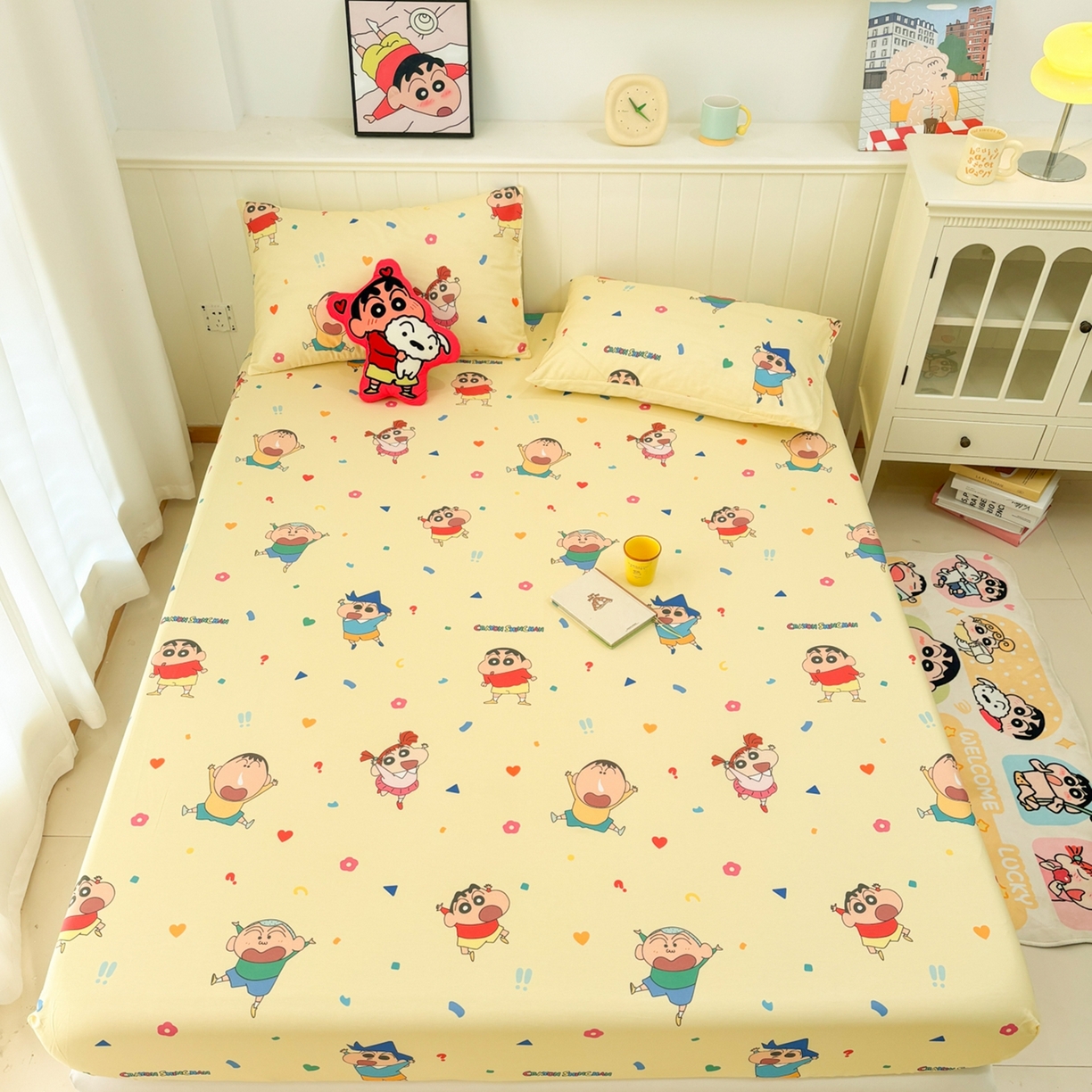 91家纺网 家纺一手货源 找家纺 （总）孩子王家纺 2026新款卡通全棉纯棉正版授权小版蜡笔小新系列单床笠床笠单件单品床笠-含防伪码