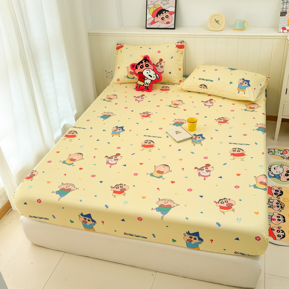 91家纺网 家纺一手货源 找家纺 （总）孩子王家纺 2026新款卡通全棉纯棉正版授权小版蜡笔小新系列单床笠床笠单件单品床笠-含防伪码