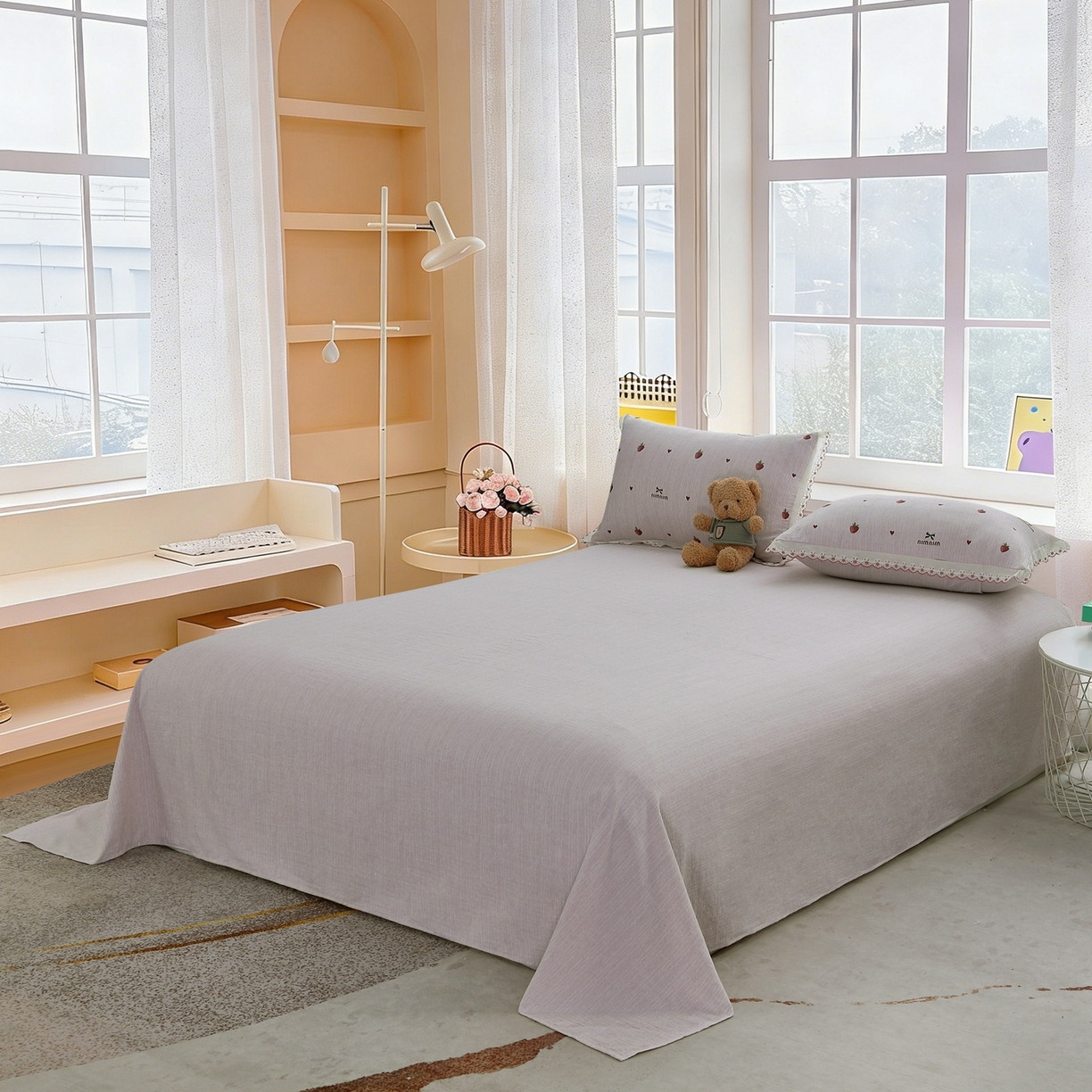 91家纺网 家纺一手货源 找家纺 恋之语 2026新款全棉花边色织水洗棉花边四件套 草莓甜酒