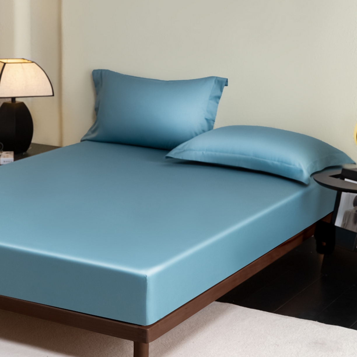 91家纺网 家纺一手货源 找家纺 秀色家纺 2026新款高端Pro+全棉纯棉床笠三件套纯棉床垫保护套简约纯色床套防尘罩单件 梦易-雾霾蓝