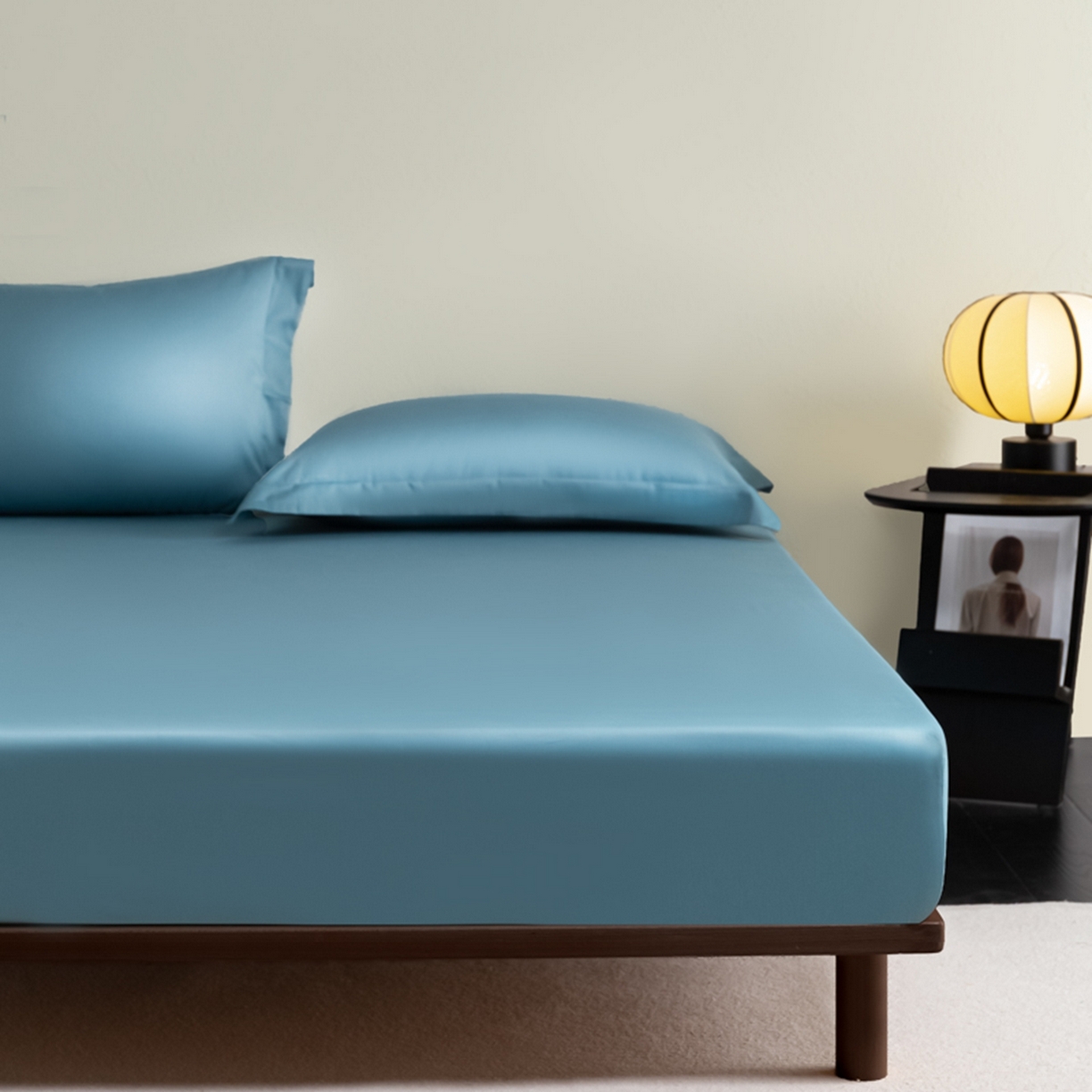 91家纺网 家纺一手货源 找家纺 秀色家纺 2026新款高端Pro+全棉纯棉床笠三件套纯棉床垫保护套简约纯色床套防尘罩单件 梦易-雾霾蓝