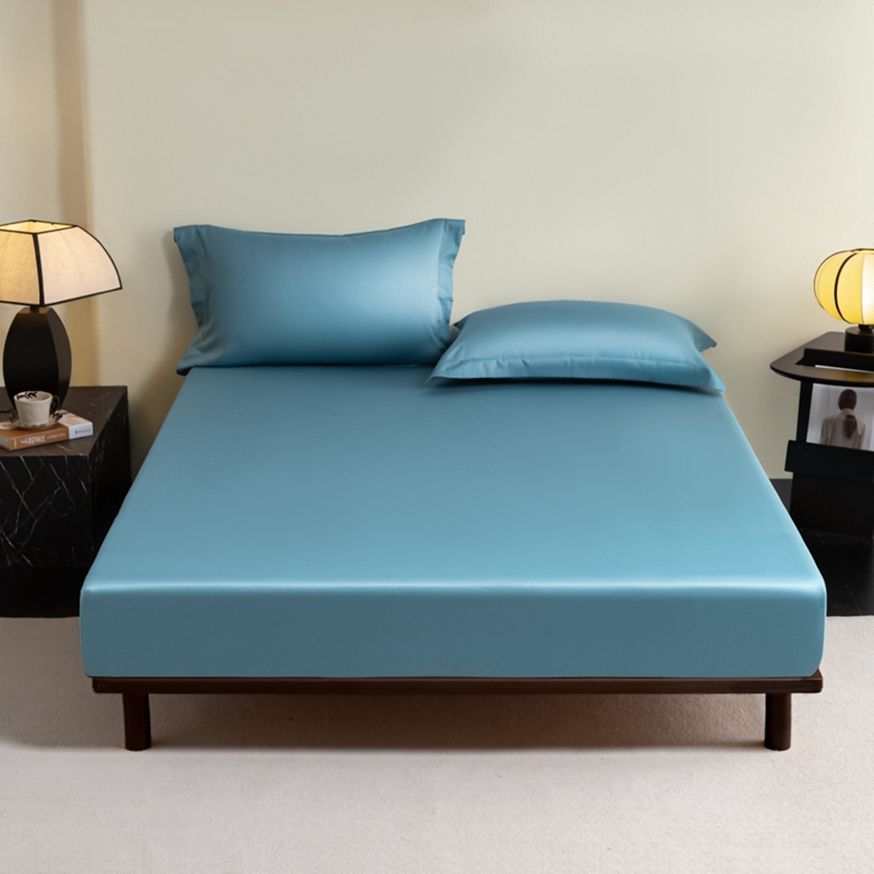 91家纺网 家纺一手货源 找家纺 秀色家纺 2026新款高端Pro+全棉纯棉床笠三件套纯棉床垫保护套简约纯色床套防尘罩单件 梦易-雾霾蓝