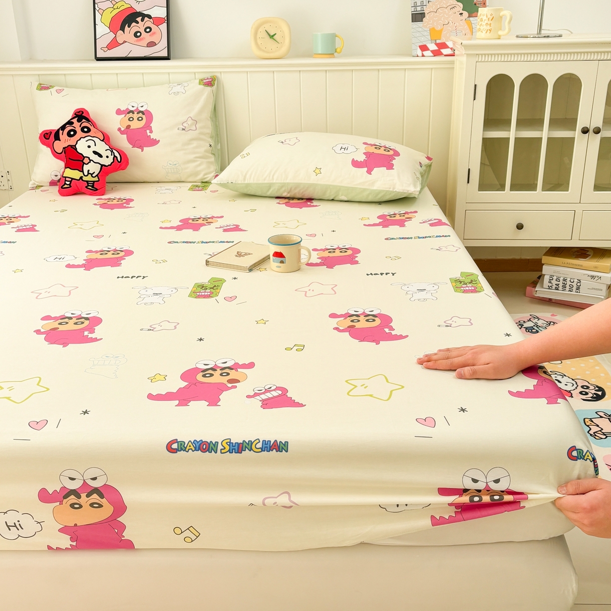 91家纺网 家纺一手货源 找家纺 （总）孩子王家纺 2026新款卡通全棉纯棉正版授权小版蜡笔小新系列单床笠床笠单件单品床笠-含防伪码