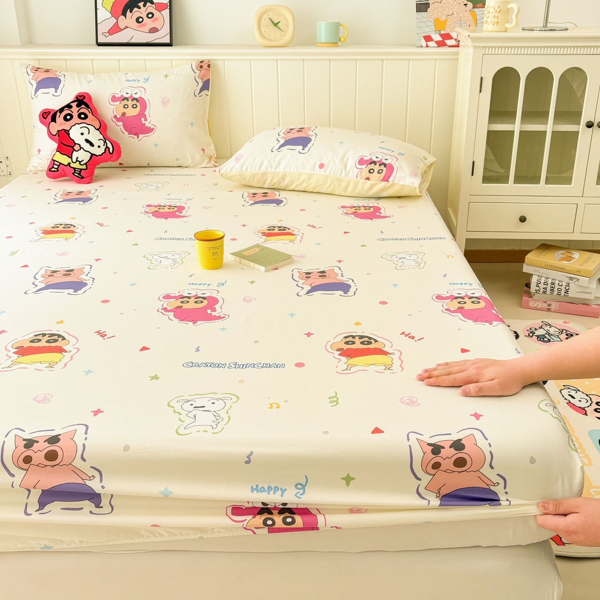 91家纺网 家纺一手货源 找家纺 孩子王家纺 2026新款卡通全棉纯棉正版授权小版蜡笔小新系列单床笠床笠单件单品床笠-含防伪码 搞笑小新