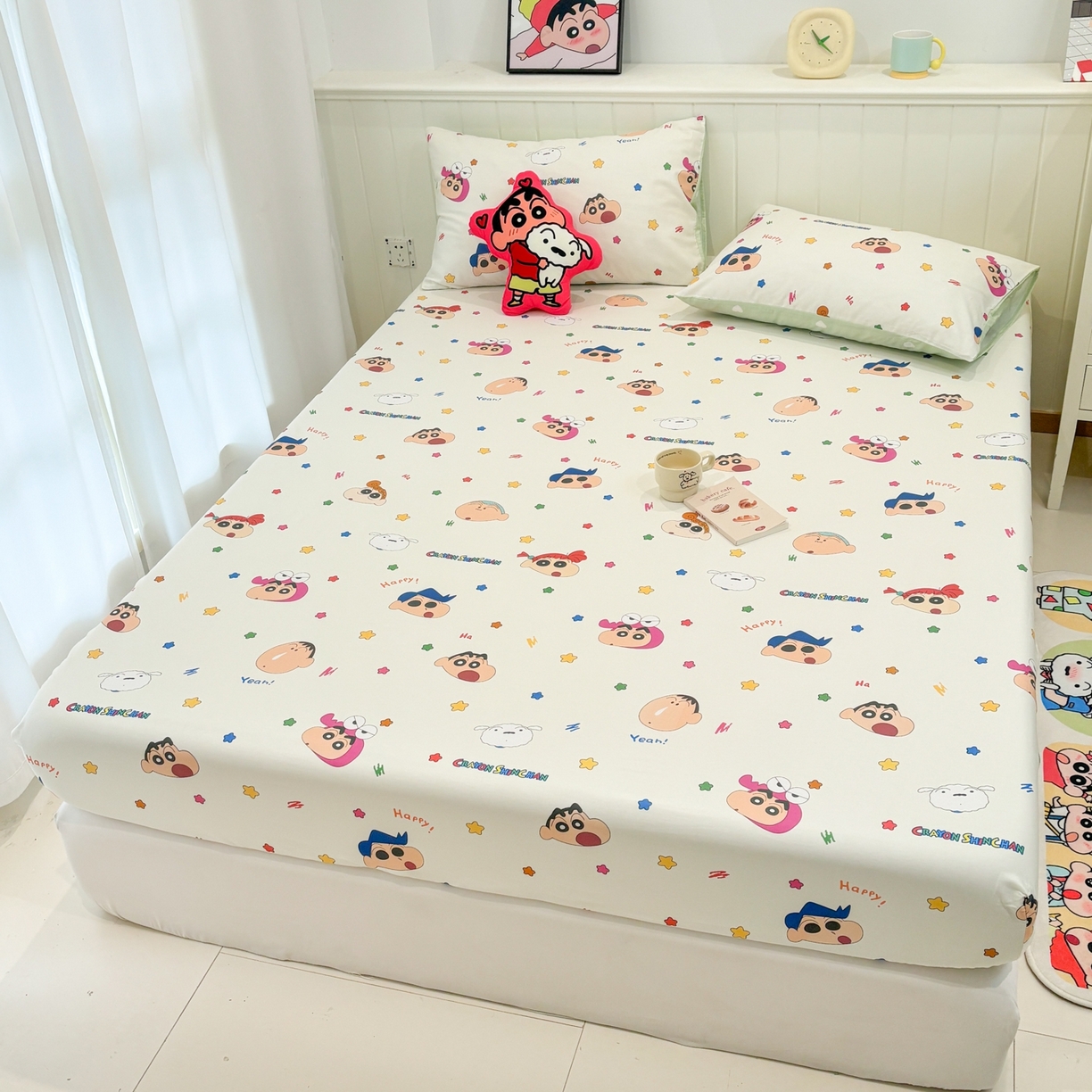 91家纺网 家纺一手货源 找家纺 孩子王家纺 2026新款卡通全棉纯棉正版授权小版蜡笔小新系列单床笠床笠单件单品床笠-含防伪码 天真小新