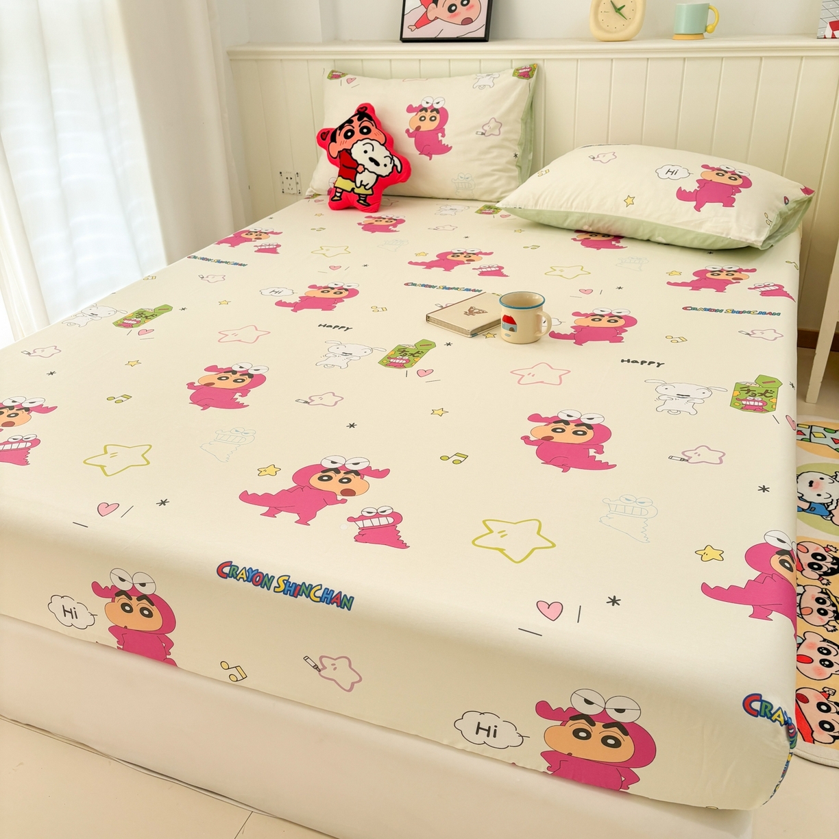 91家纺网 家纺一手货源 找家纺 孩子王家纺 2026新款卡通全棉纯棉正版授权小版蜡笔小新系列单床笠床笠单件单品床笠-含防伪码 童趣小新