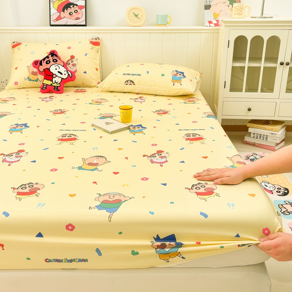 孩子王家纺 2026新款卡通全棉纯棉正版授权小版蜡笔小新系列单床笠床笠单件单品床笠-含防伪码 春日部家族