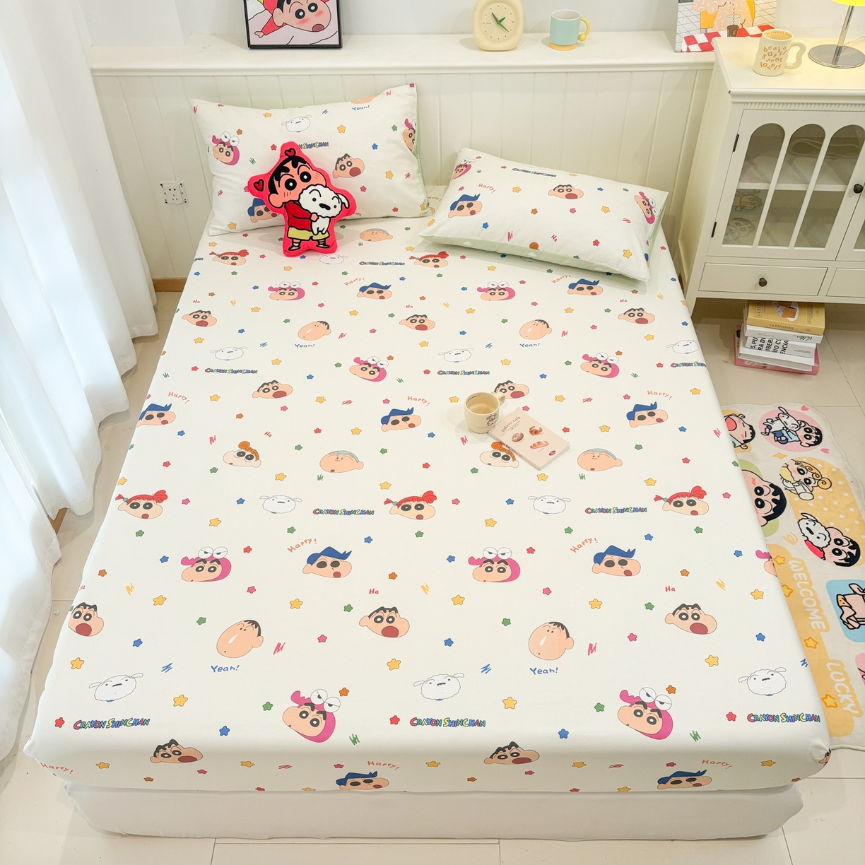 91家纺网 家纺一手货源 找家纺 孩子王家纺 2026新款卡通全棉纯棉正版授权小版蜡笔小新系列单床笠床笠单件单品床笠-含防伪码 天真小新