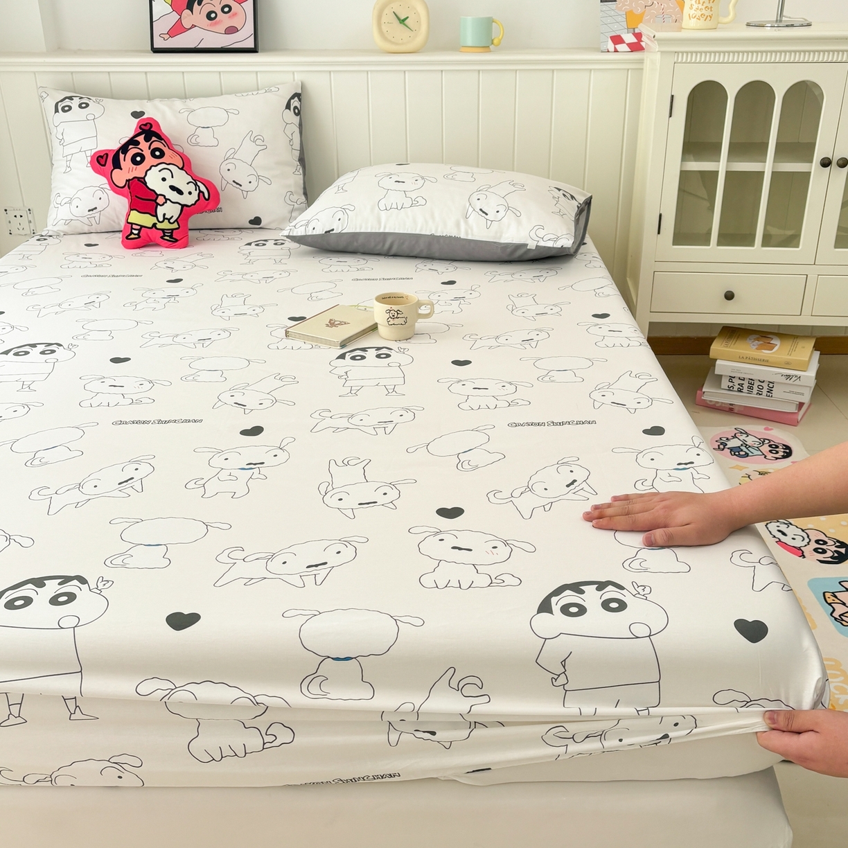 孩子王家纺 2026新款卡通全棉纯棉正版授权小版蜡笔小新系列单床笠床笠单件单品床笠-含防伪码 快乐小新