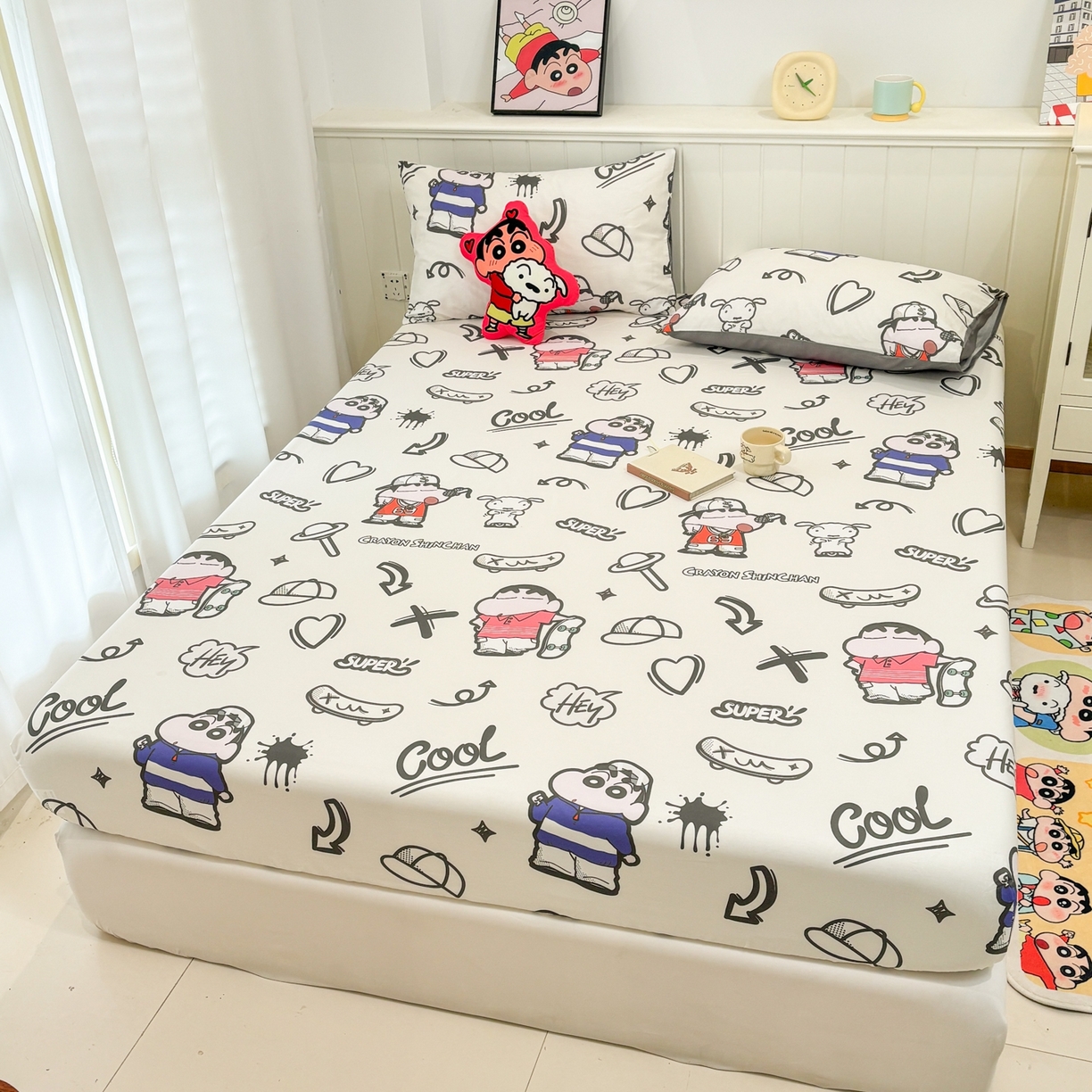 91家纺网 家纺一手货源 找家纺 孩子王家纺 2026新款卡通全棉纯棉正版授权小版蜡笔小新系列单床笠床笠单件单品床笠-含防伪码 活宝小新