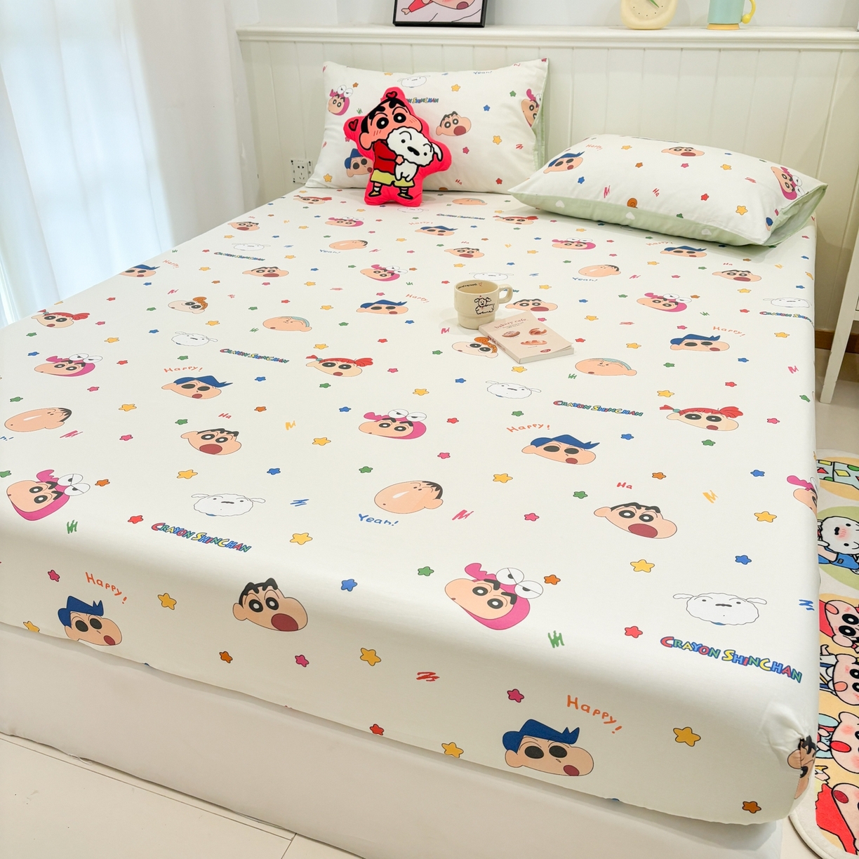 91家纺网 家纺一手货源 找家纺 孩子王家纺 2026新款卡通全棉纯棉正版授权小版蜡笔小新系列单床笠床笠单件单品床笠-含防伪码 天真小新